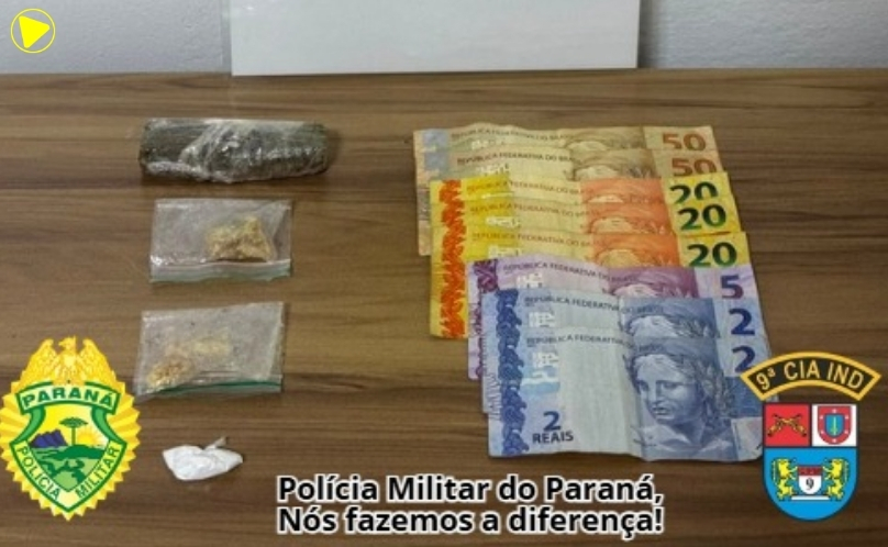 Polícia Militar apreende drogas e dinheiro em abordagem