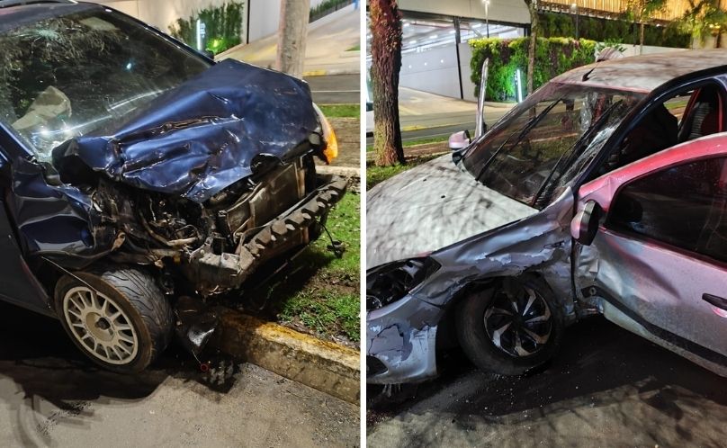 Acidente entre dois carros deixa mulher ferida