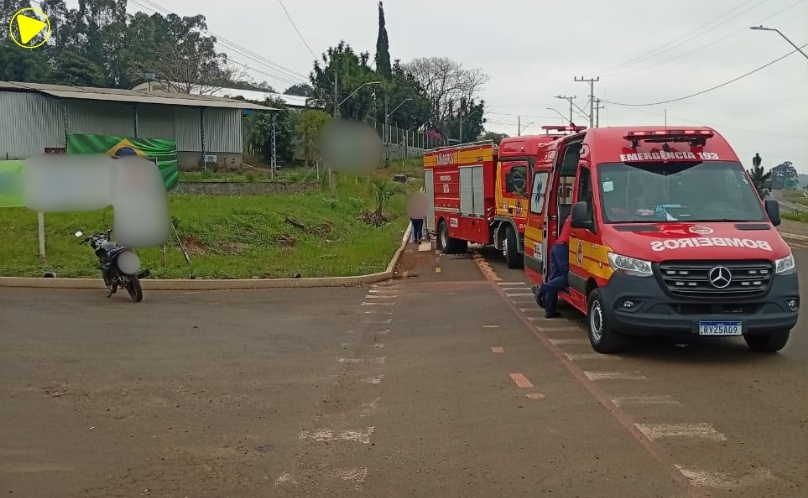 Ciclista fica ferido após colisão com motocicleta em Cunha Porã