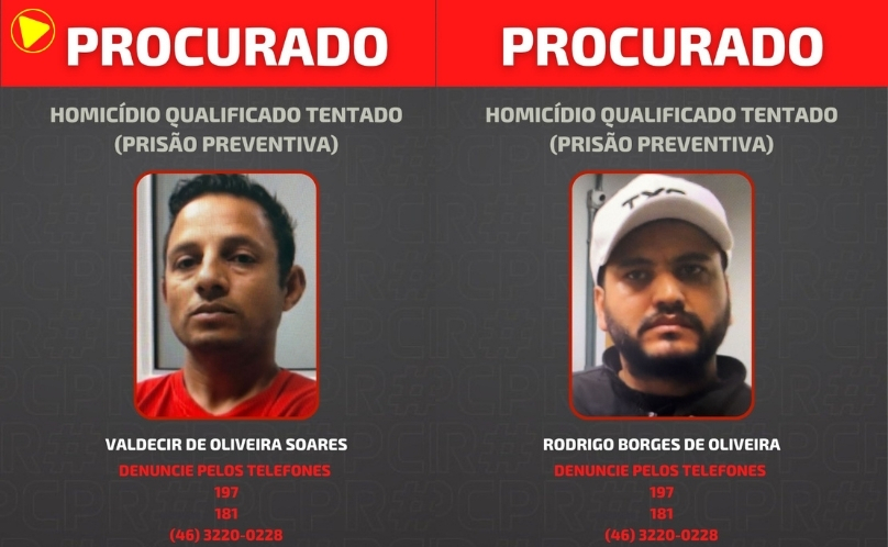 PCPR divulga fotos de foragidos por tentativa de homicídio em Pato Branco