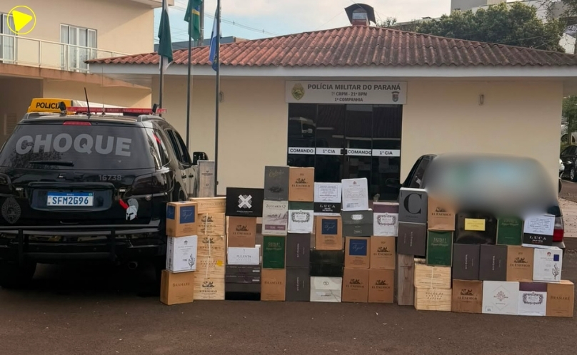 ROTAM apreende 58 caixas de vinho argentino em ação com a Receita Federal