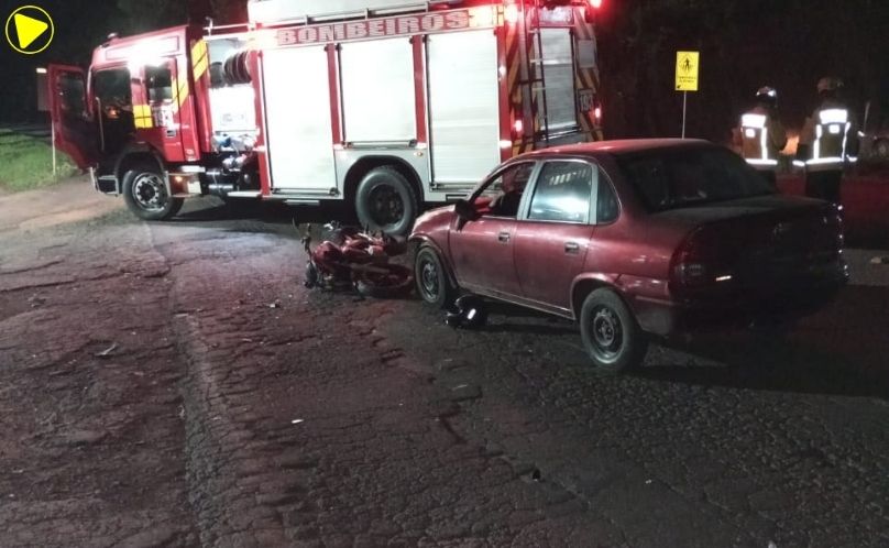 Motociclista fica ferido após colisão com carro em Seara