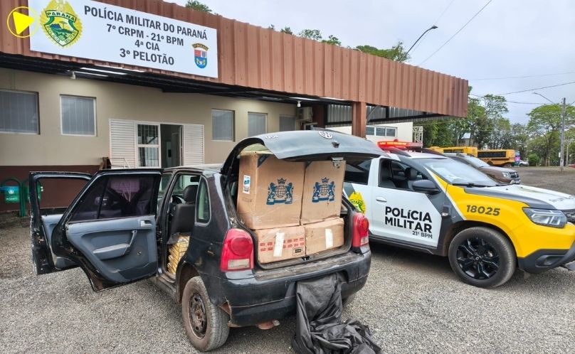 PM apreende 400 pacotes de cigarros após perseguição em Realeza