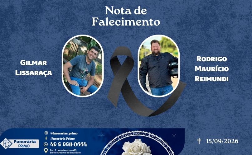 Velório de Rodrigo Maurício Reimundi e Gilmar Lissaraça será às 14h30