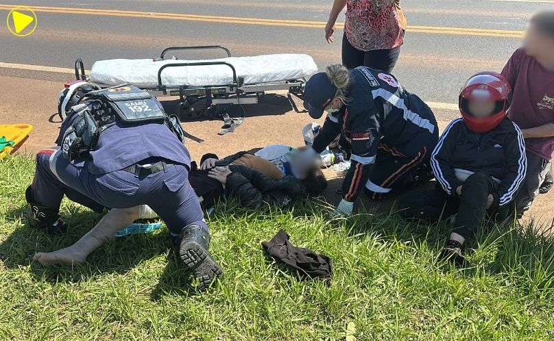 Duas vítimas com múltiplas fraturas são socorridas pelo SAMU na BR-163