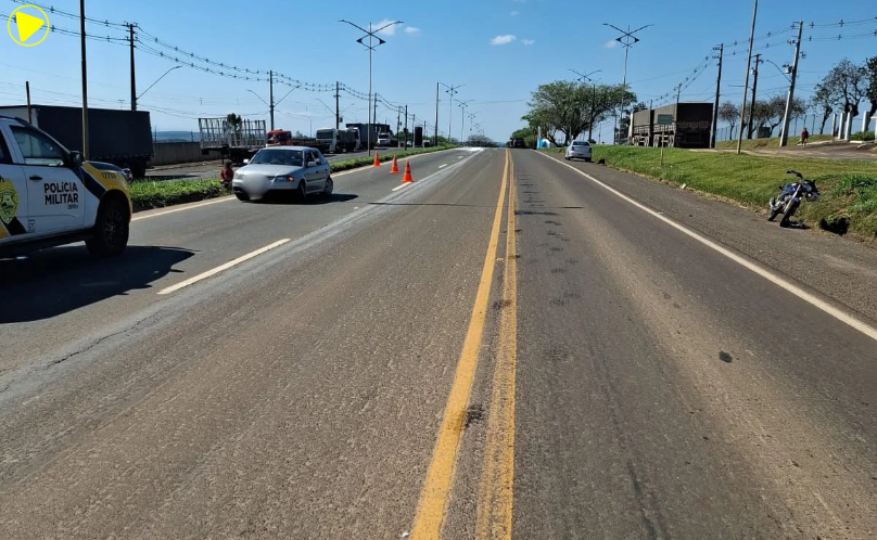 Motociclista sofre ferimentos moderados em acidente na PR-160