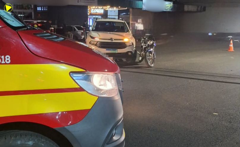 Motociclista fica ferido após acidente envolvendo veículo