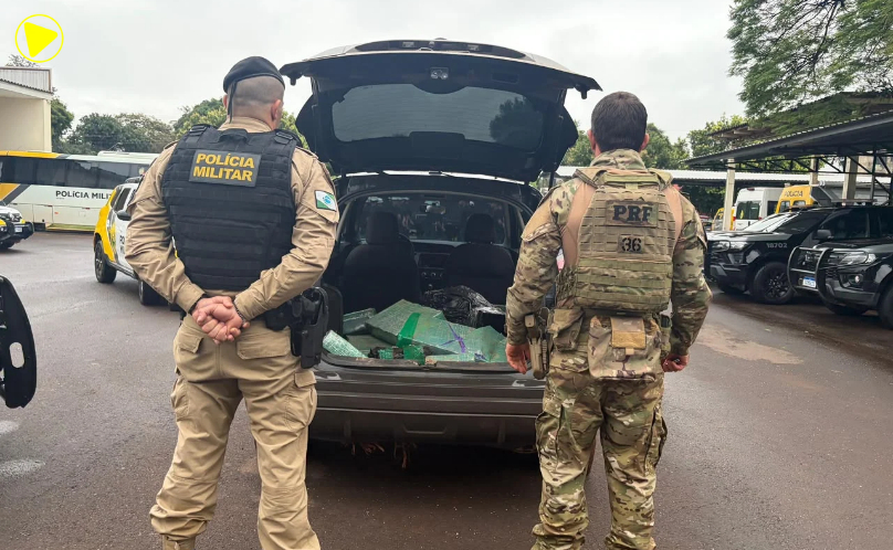 PRF e PM apreendem mais de 200 kg de maconha e recuperam carro roubado