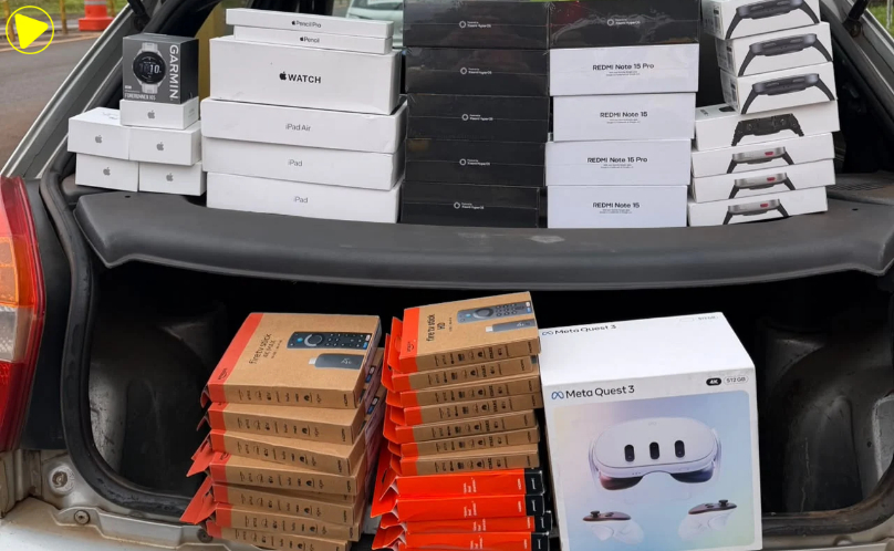 ROTAM apreende eletrônicos de descaminho em veículo na PRC-158