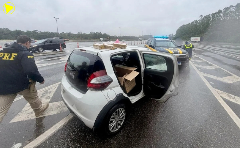 PRF apreende 15 kg de drogas em carro de aplicativo