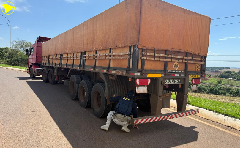 PRF flagra carreta com freio trincado e diversas irregularidades 