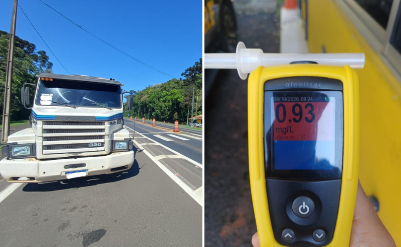 PRF prende motorista de carreta por embriaguez ao volante na BR-373