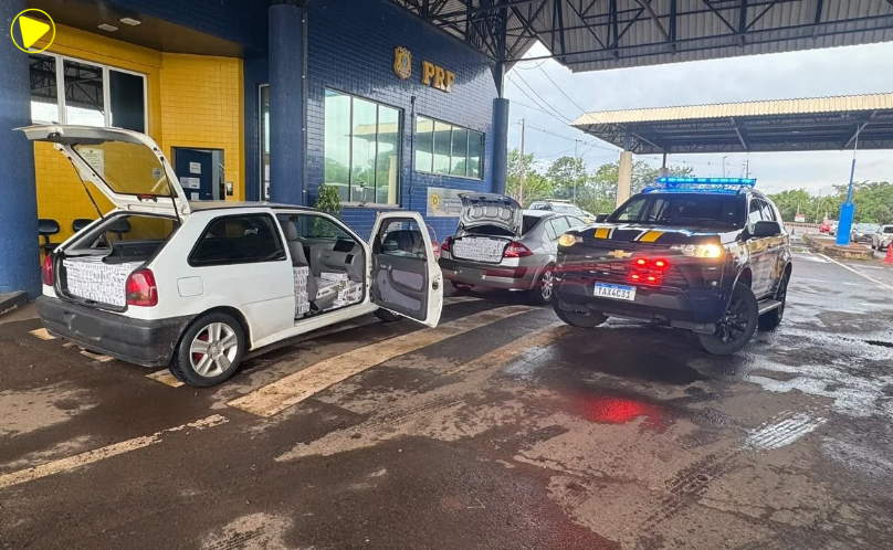 PRF prende dois jovens com carros carregados de cigarros contrabandeados