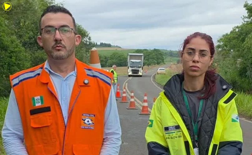 PR-592 é totalmente interditada após pista ceder em Nova Prata do Iguaçu