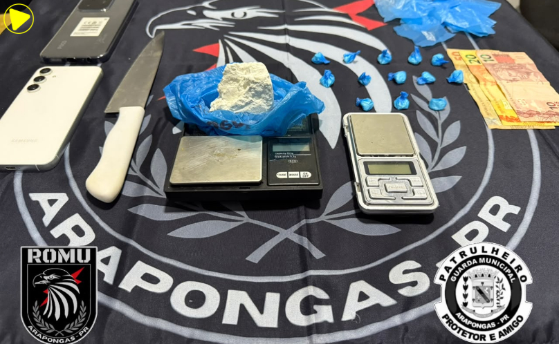 Guarda Municipal apreende cocaína, balanças de precisão e dinheiro em Arapongas