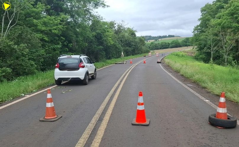 Ruptura de bueiro provoca interdição total da PR-592 em Nova Prata do Iguaçu