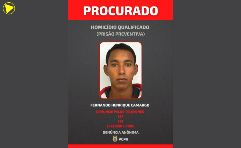 PCPR divulga nome de suspeito de homicídio que está foragido