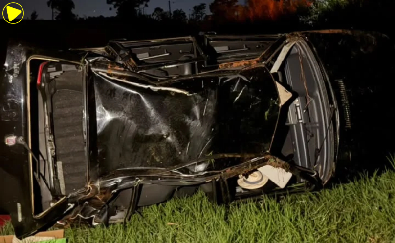 Motorista fica ferido em capotamento na BR-158 entre Chopinzinho e Coronel Vivida