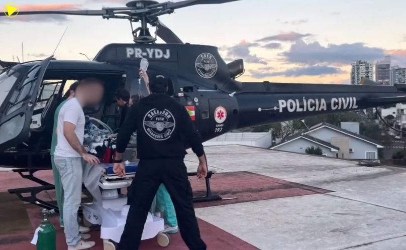 Criança de três anos vítima de queimaduras é transferida de helicóptero
