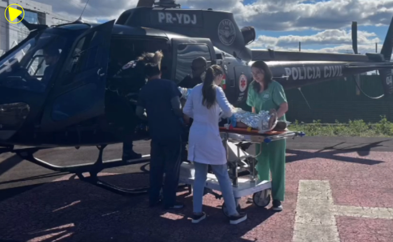 Homem de 41 anos é resgatado de helicóptero após queda de motocicleta