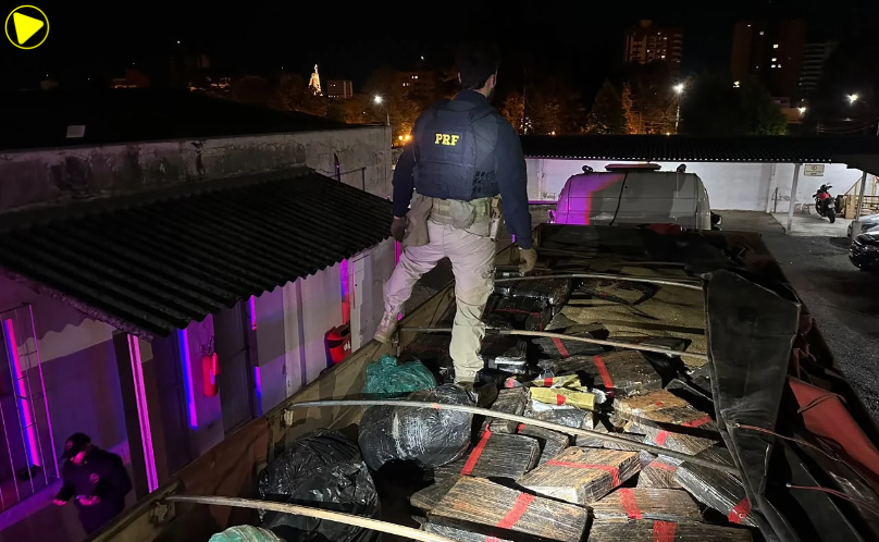 PRF apreende 1,2 tonelada de maconha em caminhão paraguaio na BR-277