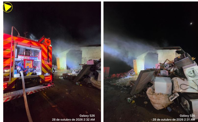 Incêndio atinge barracão de materiais recicláveis