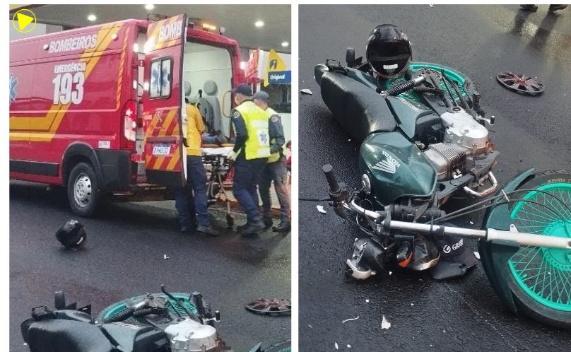 Motociclista fica ferido em acidente com carro