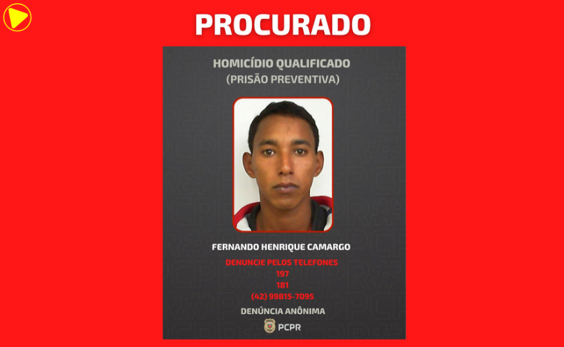 Suspeito de homicídio segue foragido e é procurado pela Polícia Civil no Paraná