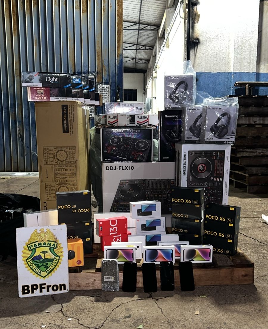 BPFRON apreende mercadorias estrangeiras em ônibus em São Miguel do Iguaçu