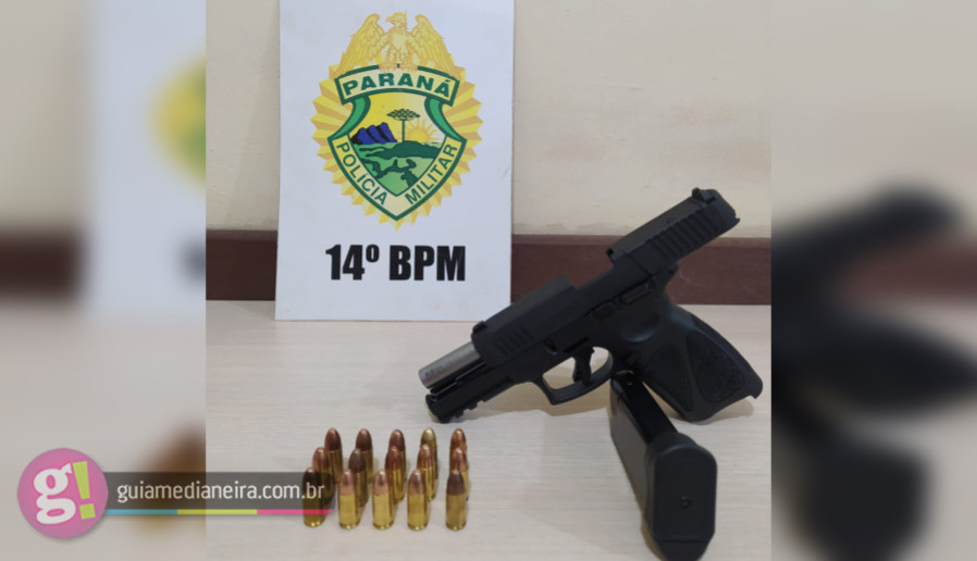 PM apreende pistola durante abordagem em São Miguel do Iguaçu
