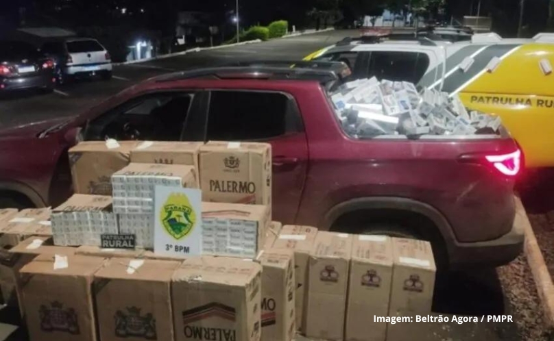 Patrulha Rural apreende caminhonete carregada com cigarros contrabandeados