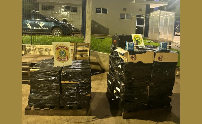 BPFRON e Polícia Federal apreendem cigarros contrabandeados em Santa Terezinha de Itaipu