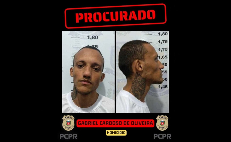 A Polícia Civil do Paraná (PCPR) divulga foto de foragido por homicídio, ocorrido em Capanema