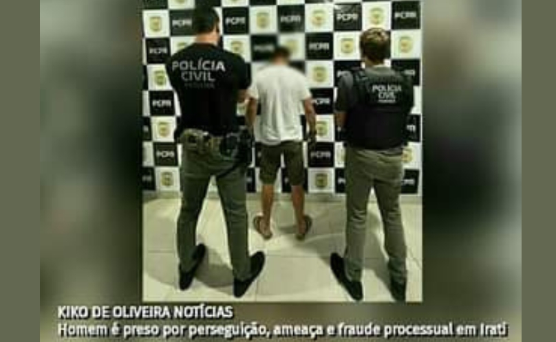 Homem é preso por perseguição, ameaça e fraude processual em Irati