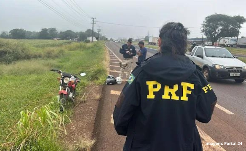 Pneu estoura e motociclistas sofrem queda na BR-277 em Cascavel